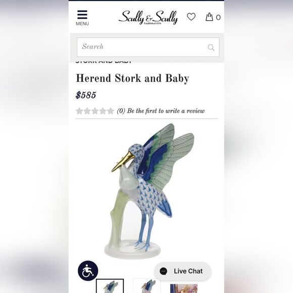 Skully & Skully Heren Porcelain Handmade, Handpainted Blue Fishnet Stork & Baby - Picture 8 of 8